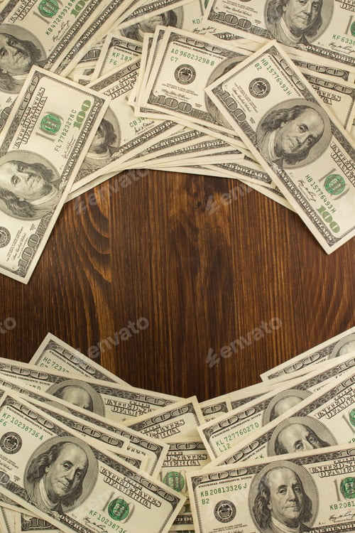 Preview: dollars money banknotes on wood