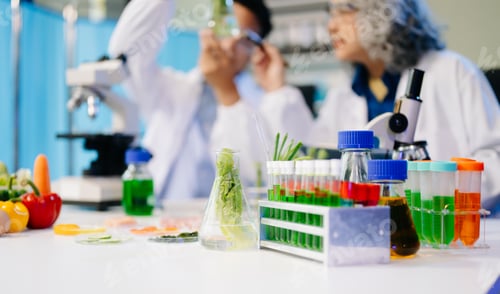 Preview: Food scientists in lab coats, testing samples, and analyzing food safety and quality