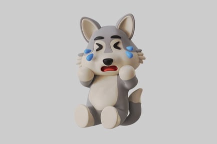 Preview: Sad cartoon wolf character
