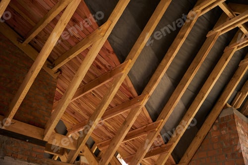 Preview: Interior view of residential building attic under construction
