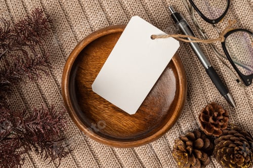 Preview: wood plate on the sweater with clear tag