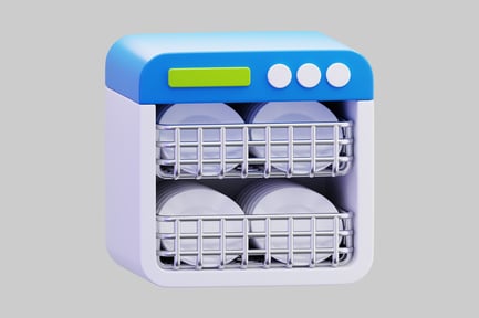 Preview: 3D Open Dishwasher with Clean Plates