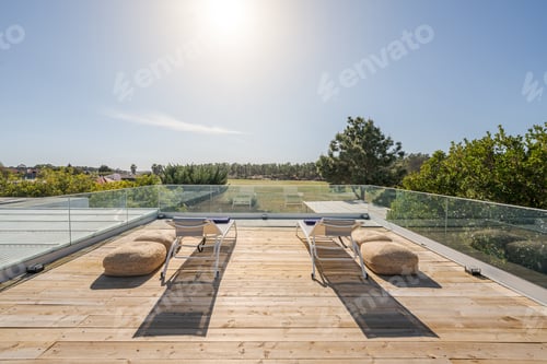 Preview: Modern villa with pool and deck with interior
