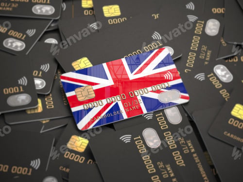 Preview: Credit card with UK Great Britain flag