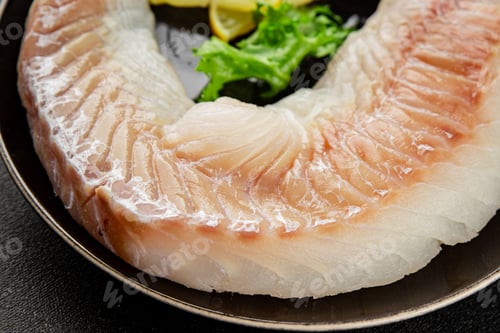 Preview: Cod fillet, raw fish seafood tasty snack fresh pescetarian diet gourmet food background