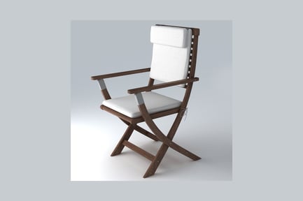 Preview: Wooden director's chair with white cushion