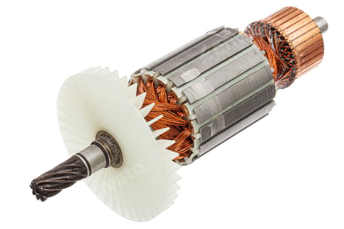 Preview: Rotor or of anchor electric motor closeup, isolated on white background