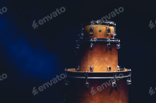 Preview: Drums on a dark background isolated, percussion instruments.