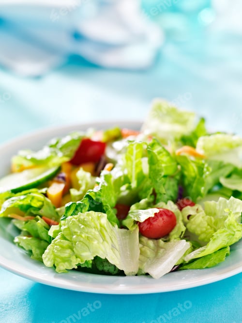 Preview: garden salad with fresh vegetables with copy space composition