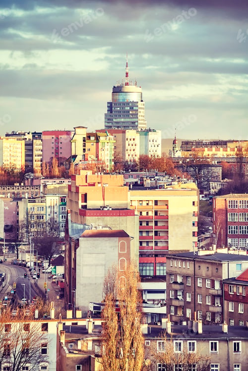 Preview: Szczecin City at sunset, Poland.