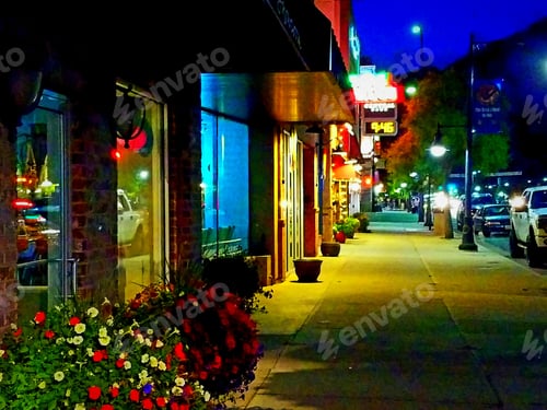 Preview: Small town Main Street on a summer evening..