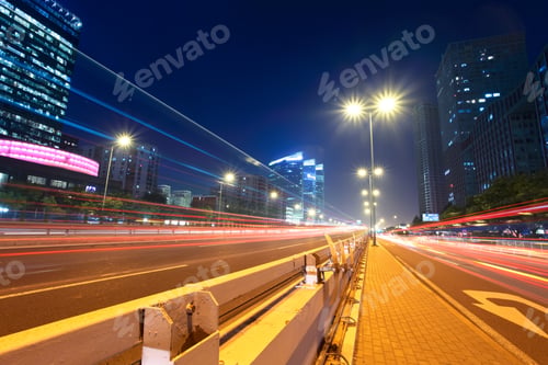 Preview: light trails at megacity street