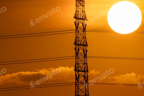 Preview: silhouette of high voltage electrical pole structure