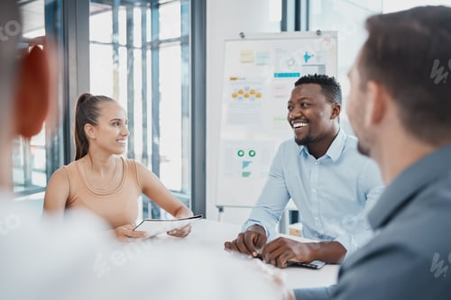 Preview: Financial, meeting and business people in office, teamwork, collaboration and accounting documents.