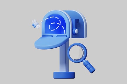 Preview: Blue Mailbox with Magnifying Glass