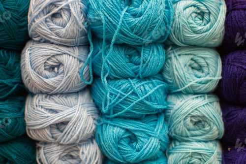 Preview: Colorful Yarn Balls in Gradient Shades Stacked Neatly