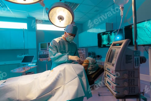 Preview: Closeup of Medical Team Performing Surgical Operation in Room.