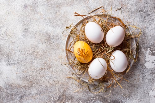 Preview: Easter chicken golden and white eggs
