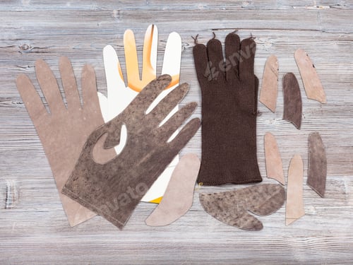 Preview: set of items for glove production on table