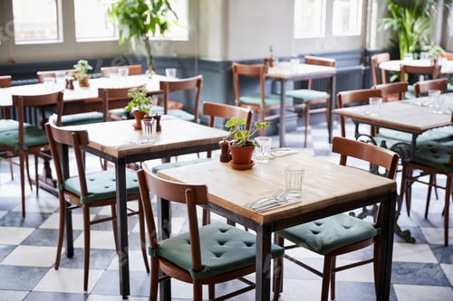 Preview: Tables Laid For Service In Empty Restaurant