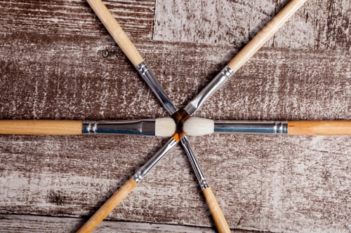 Preview: Make up brushes on wooden background