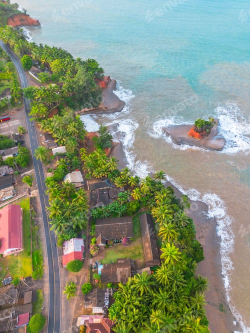 Preview: beautiful morning view panorama indonesia beach weather with sky colors and storm season