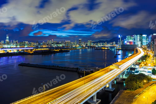Preview: Hong Kong city with highway at night