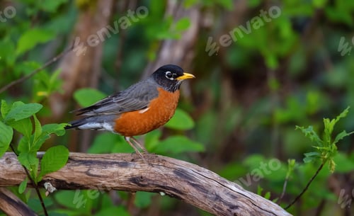 Preview: Small Colorfull Bird Sitting on a Branch in a park. Zoom.