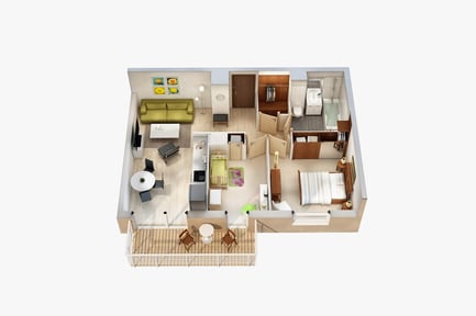 Preview: Detailed Residential Apartment Floor Plan: Balcony View