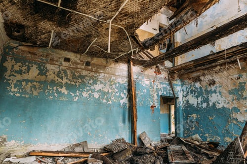 Preview: Abandoned Ruined Village House In Chernobyl Resettlement Zone. Belarus. Chornobyl Catastrophe