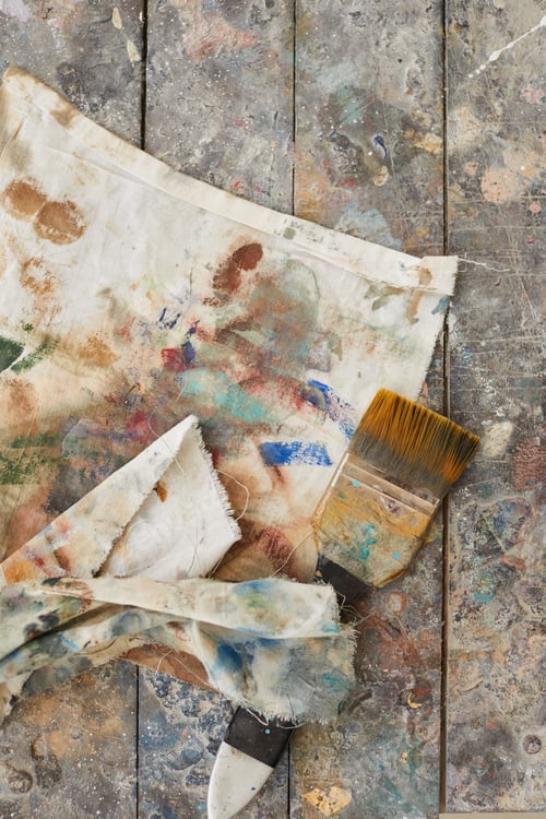Preview: Used Paintbrush on Wooden Background