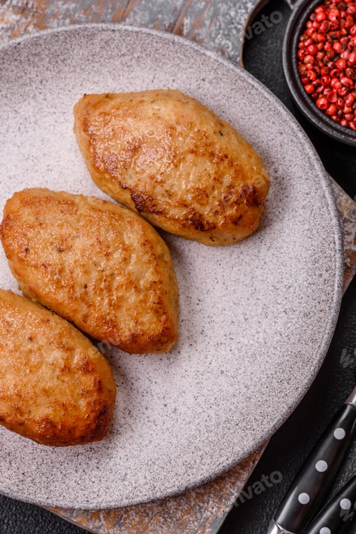 Preview: Delicious fresh fried minced fish cutlets with spices and herbs