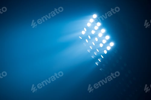 Preview: Soccer Stadium Lights Reflectors Against Black Background