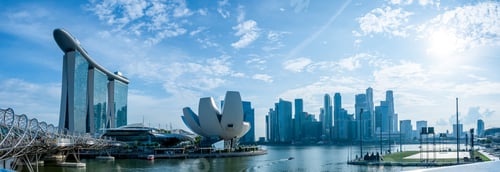 Preview: Landscape of the Singapore, Marina Bay Sands with blue sky in a bright sunny day
