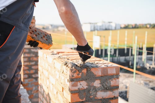 Preview: Construction worker in uniform and safety equipment have job on building