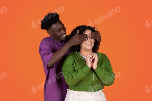 Preview: Loving african american guy closing his girlfriends eyes