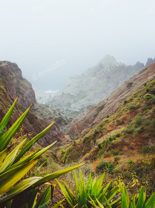 Preview: Santo Antao Cape Cabo Verde. Amazing Landscape of harsh rugged mountain peaks of Ribeira de Janela