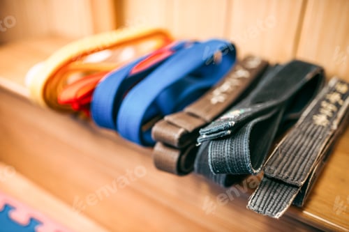 Preview: Martial arts, brown, orange, blue and black belts