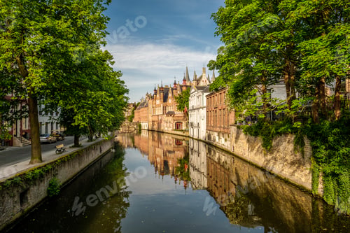 Preview: Bruges (Brugge) cityscape with water canal