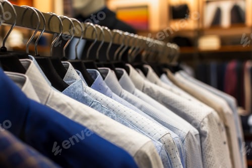 Preview: Shirts shopping close-up on hangers