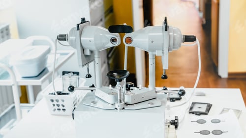 Preview: Synoptophore device in medical children office in hospital. Visual acuity, strabismus improvement.