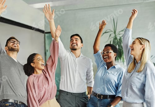 Preview: business meeting office teamwork woman celebrating success group unity