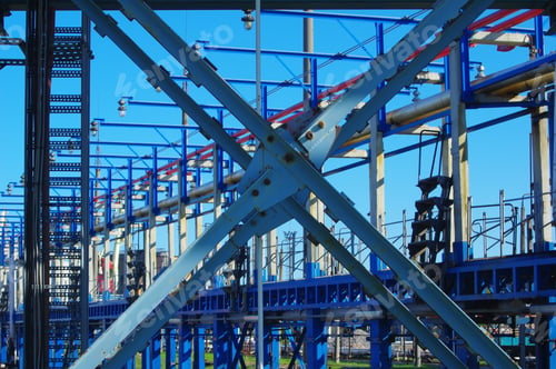 Preview: Closeup of metal construction and technical equipment in the industrial zone