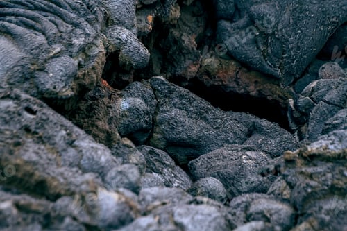 Preview: Closeup shot of a fresh lava field in Iceland with its small details