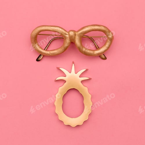 Preview: Golden Glasses on pink and Pineapple Minimal art