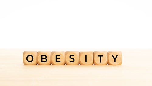 Preview: Obesity word on wooden block