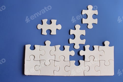 Preview: Top view image of incomplete jigsaw puzzle