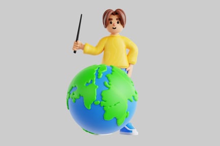 Preview: Cartoon teacher with globe