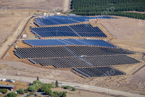 Preview: Aerial view of solar panels on a field near San Luis Obispo, California