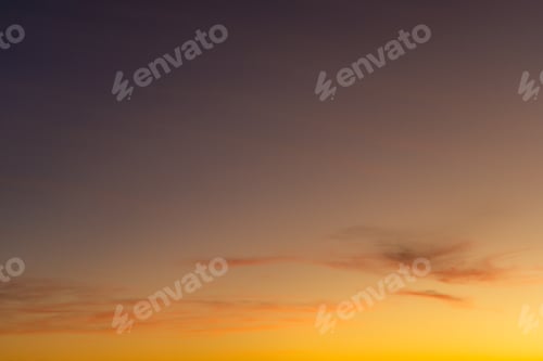 Preview: Pink Yellow Colorful Sky with Cirrus Clouds at Sunset. Blue Hour